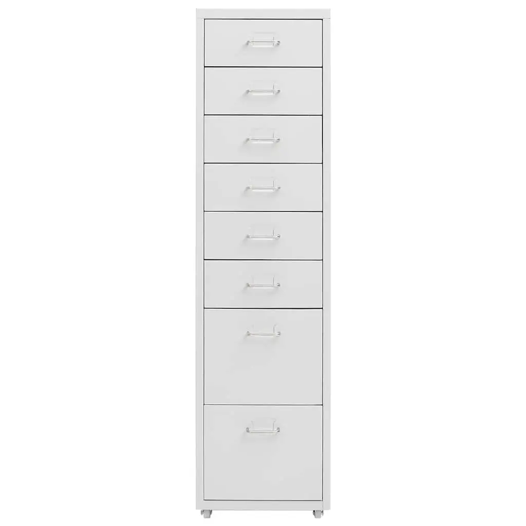 8 Drawer Metal Mobile Filing Cabinet in Grey