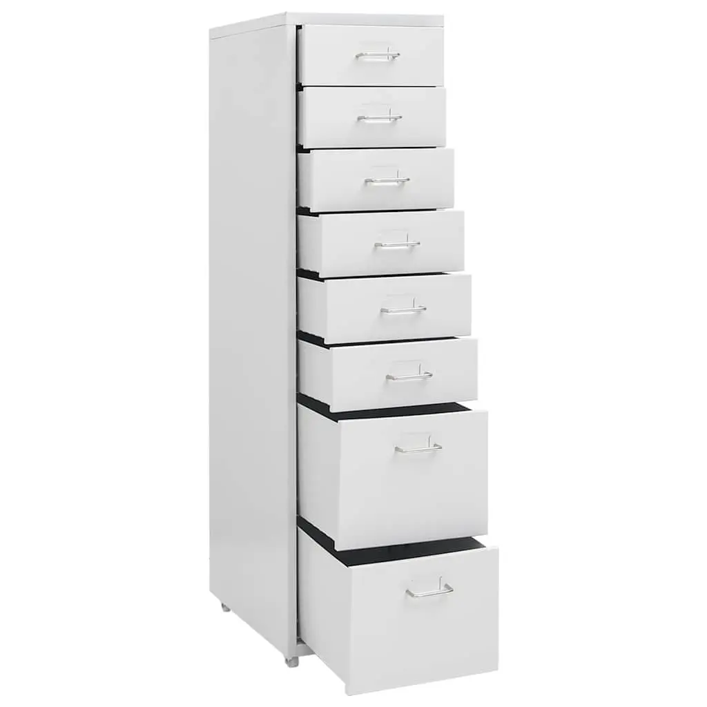 8 Drawer Metal Mobile Filing Cabinet in Grey