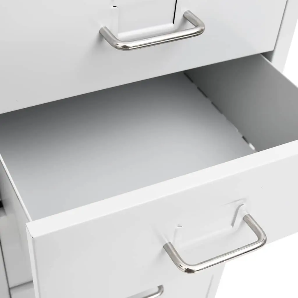 8 Drawer Metal Mobile Filing Cabinet in Grey