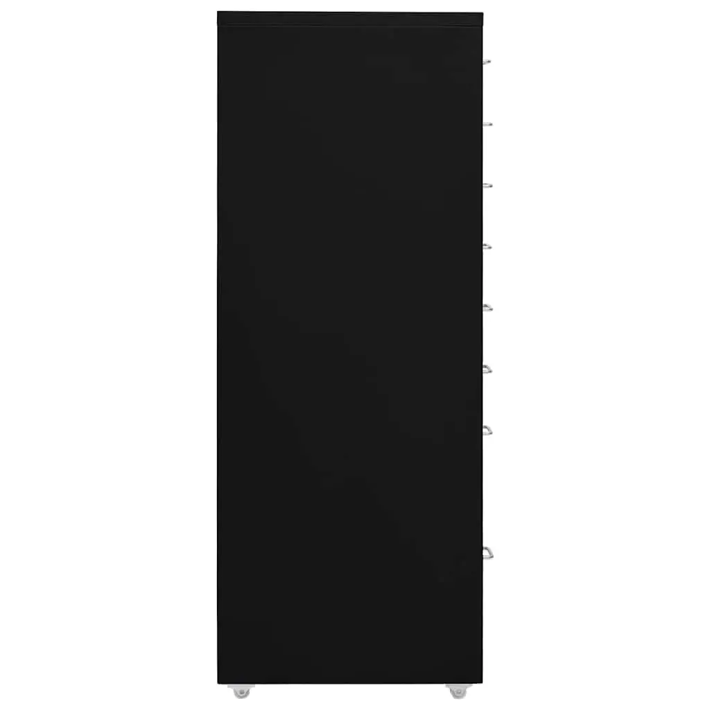 Mobile File Cabinet Metal 28x41x109cm Black 8 Drawer