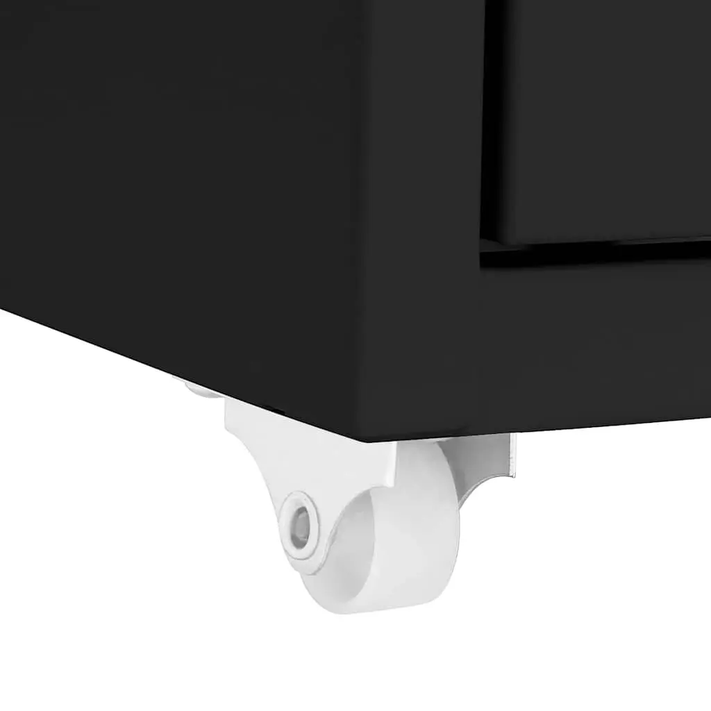 Mobile File Cabinet Metal 28x41x109cm Black 8 Drawer