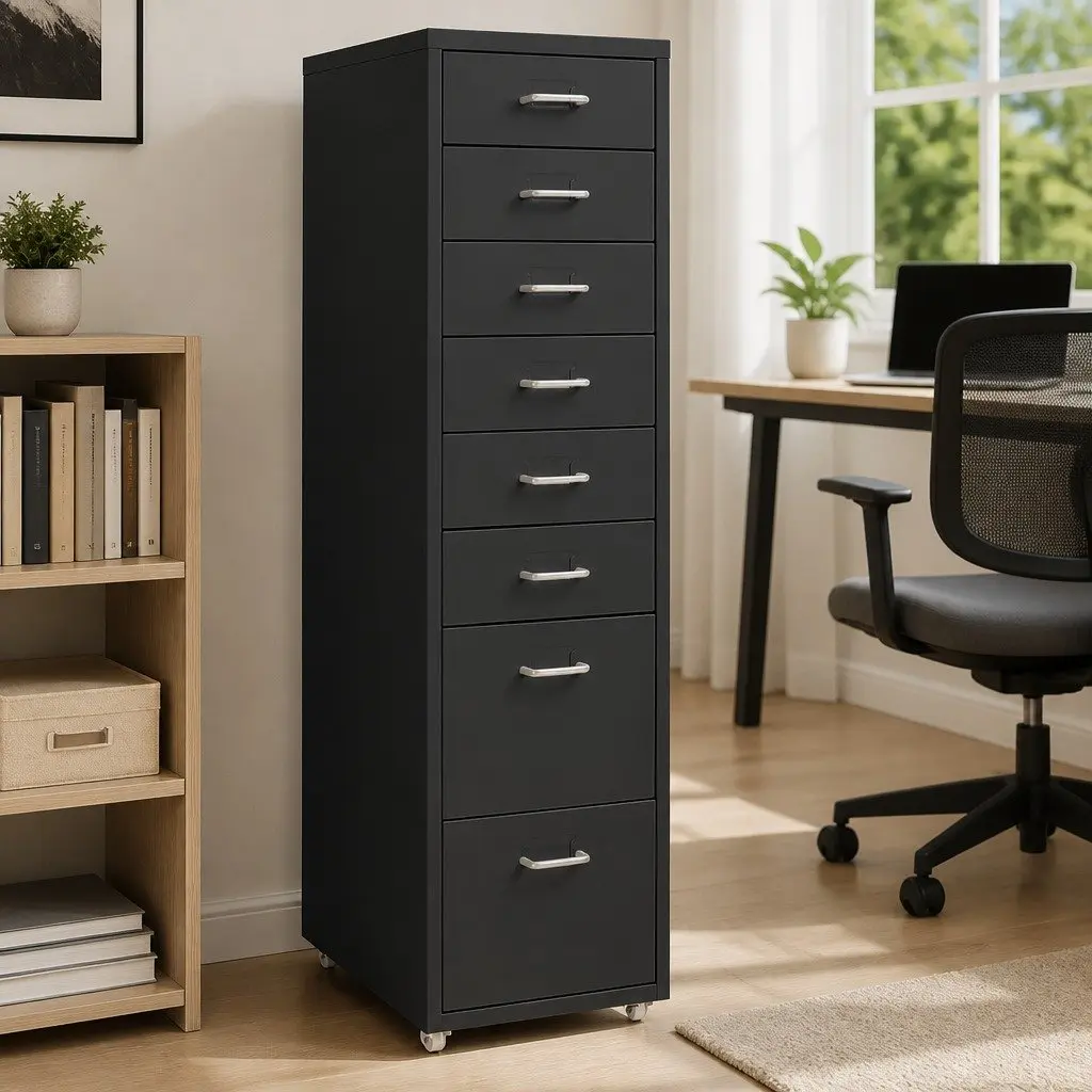 8-Drawer Metal Mobile Filing Cabinet with Wheels