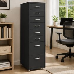 Durable 8-Drawer Metal Mobile Filing Cabinet with Wheels