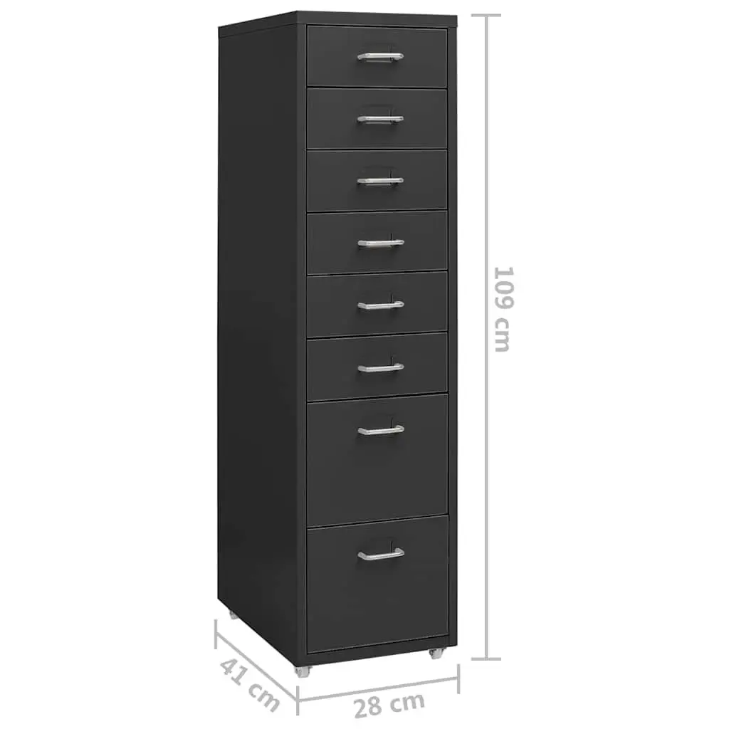 8-Drawer Metal Mobile Filing Cabinet with Wheels