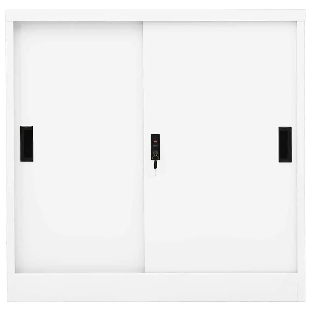 Storage Cabinet Steel 90x40x90cm White Sliding Door Lockable Shelves