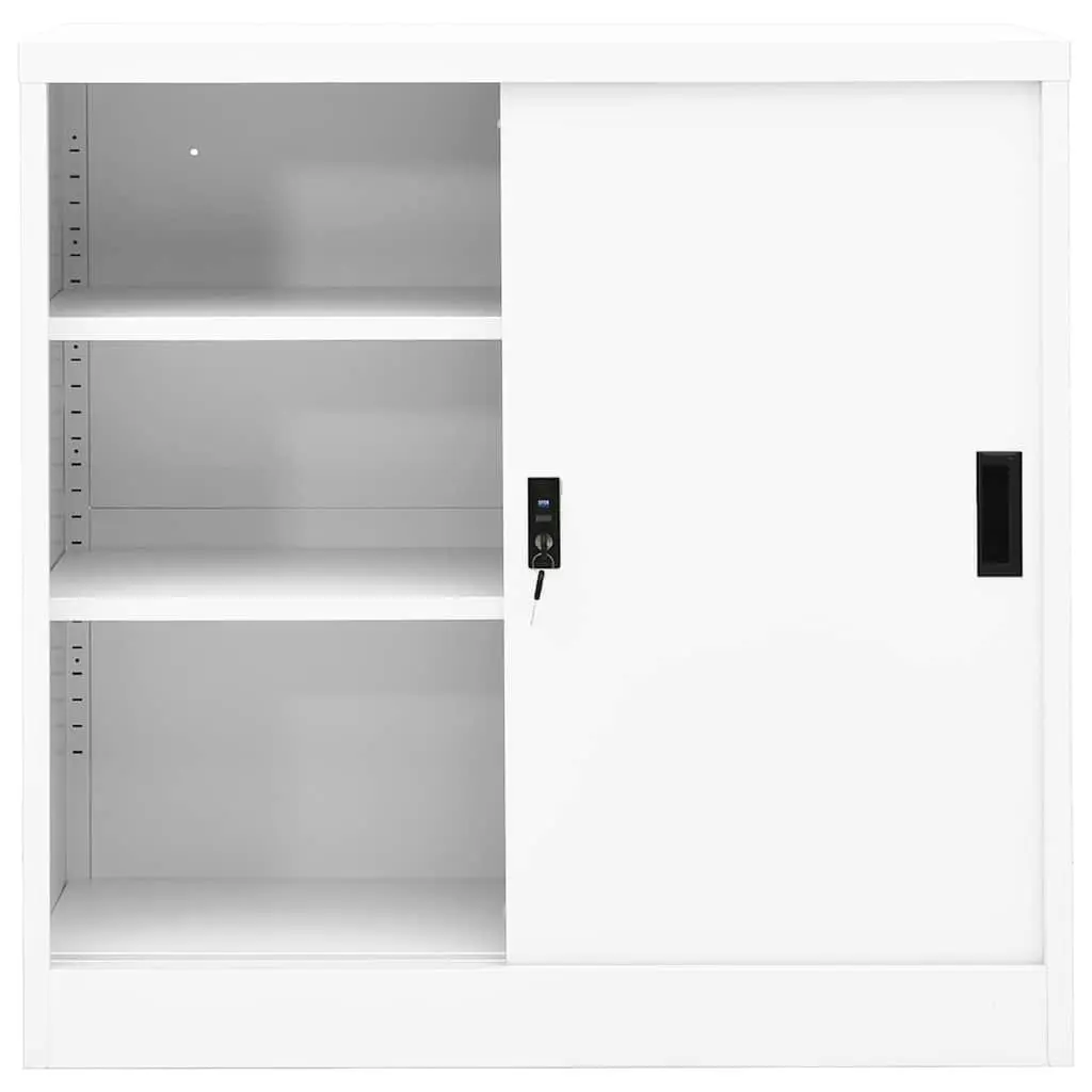 Storage Cabinet Steel 90x40x90cm White Sliding Door Lockable Shelves