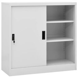 Durable Light Grey Office Storage Cabinet with Sliding Door