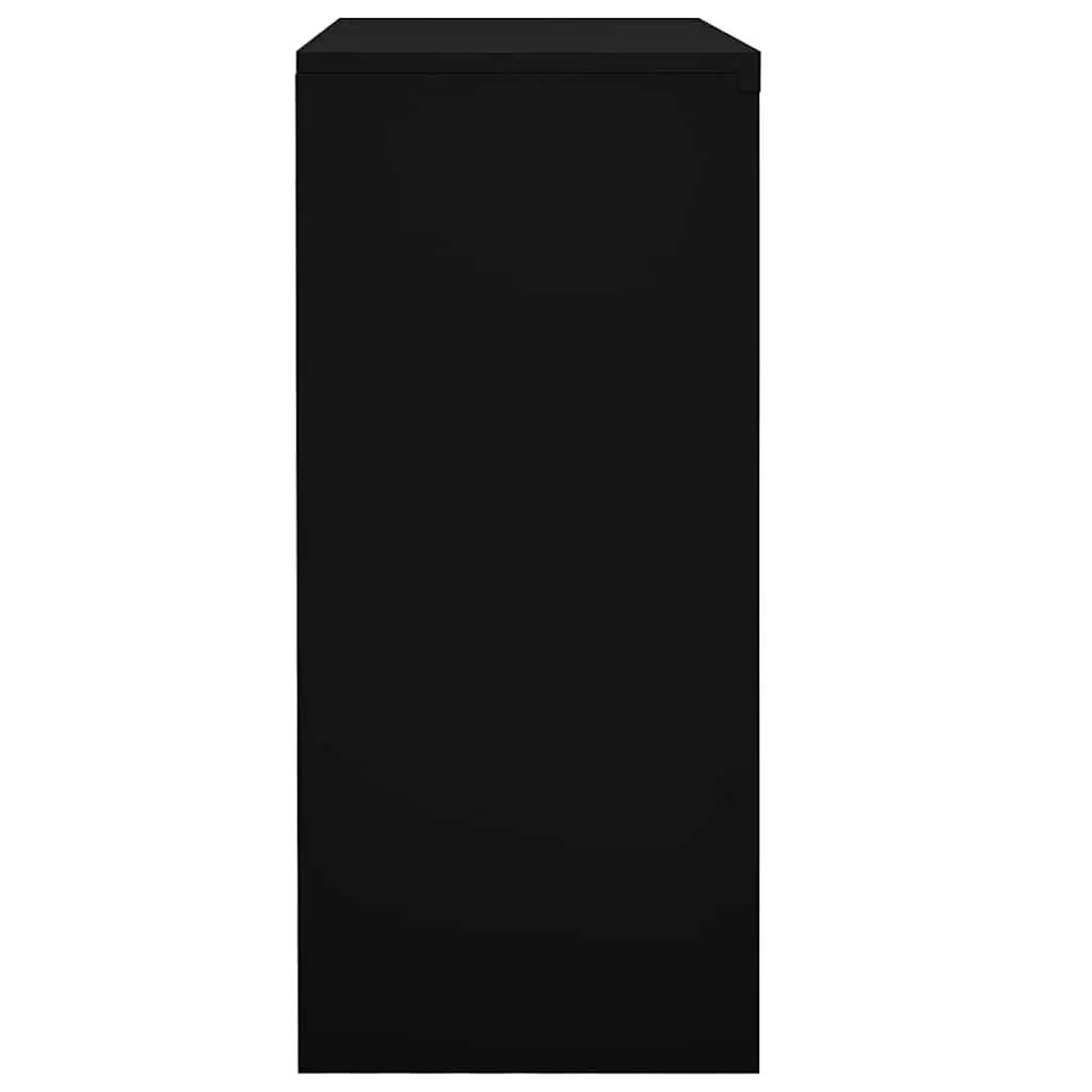 Black Steel Office Storage Cabinet with Sliding Door