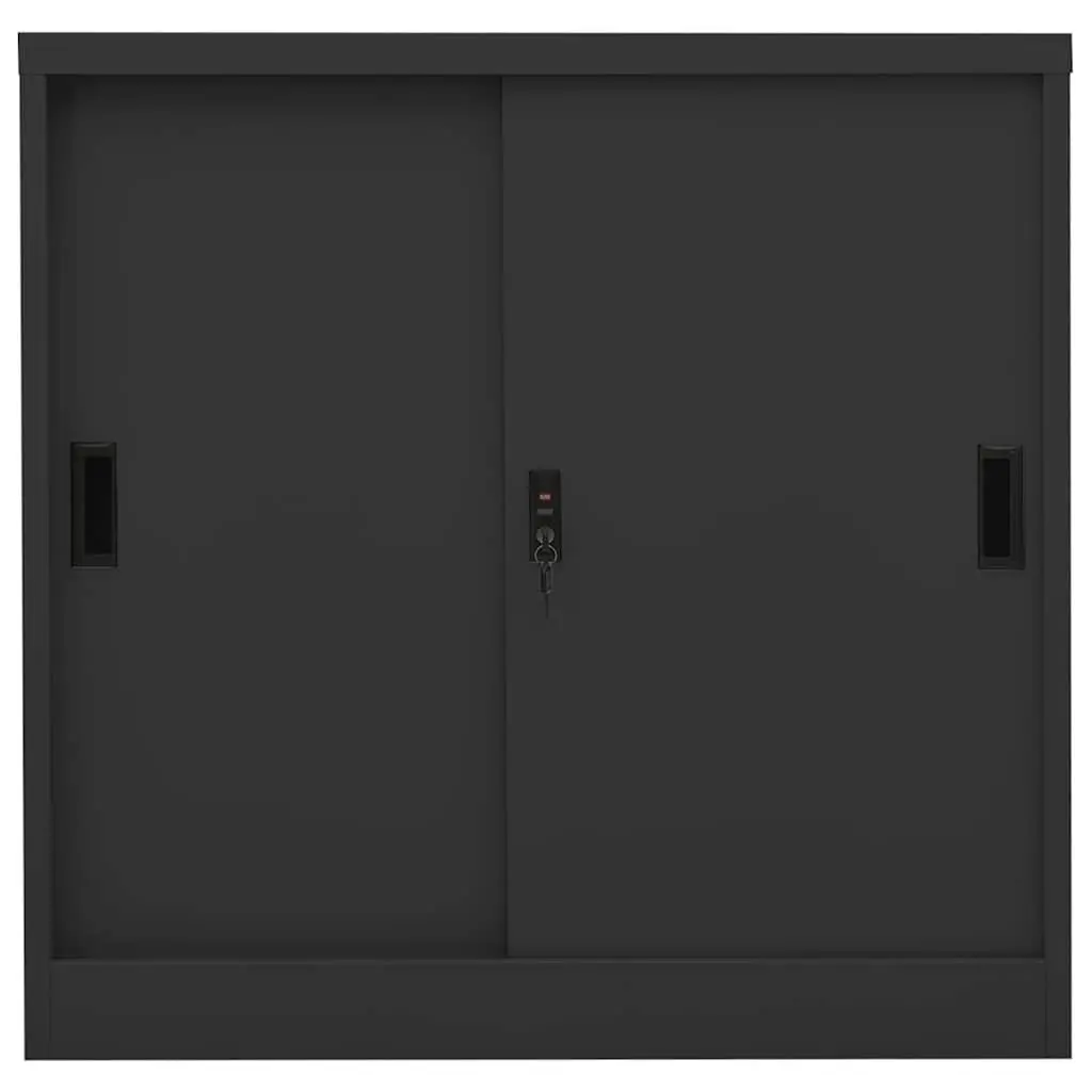 Anthracite Office Storage Cabinet with Sliding Door