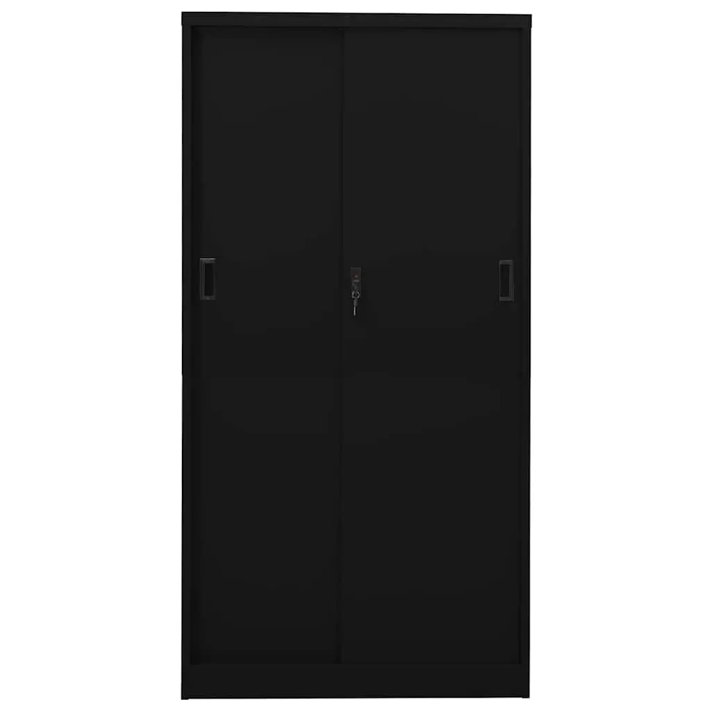 Storage Cabinet Steel Black Sliding Door 90W x 40D x 180H cm