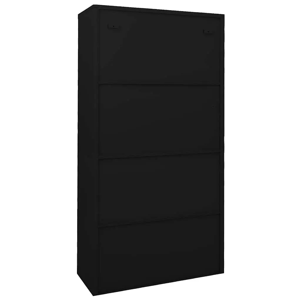 Storage Cabinet Steel Black Sliding Door 90W x 40D x 180H cm