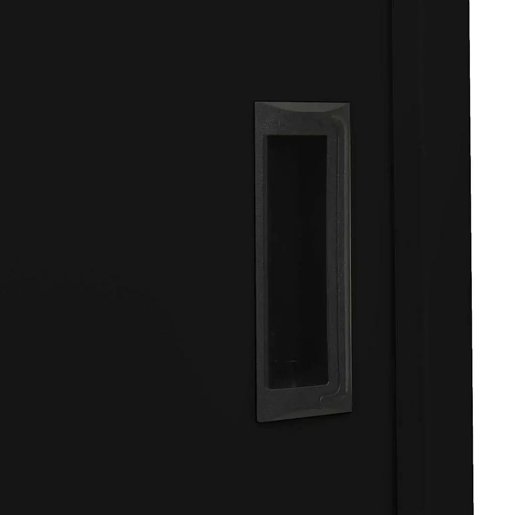 Storage Cabinet Steel Black Sliding Door 90W x 40D x 180H cm