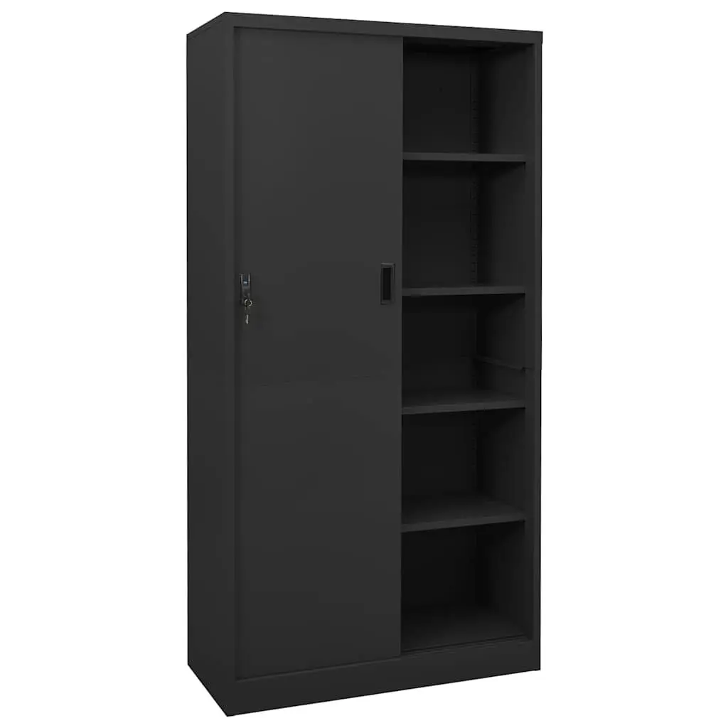 Office Storage Cabinet Steel 90W x 40D x 180H cm Anthracite