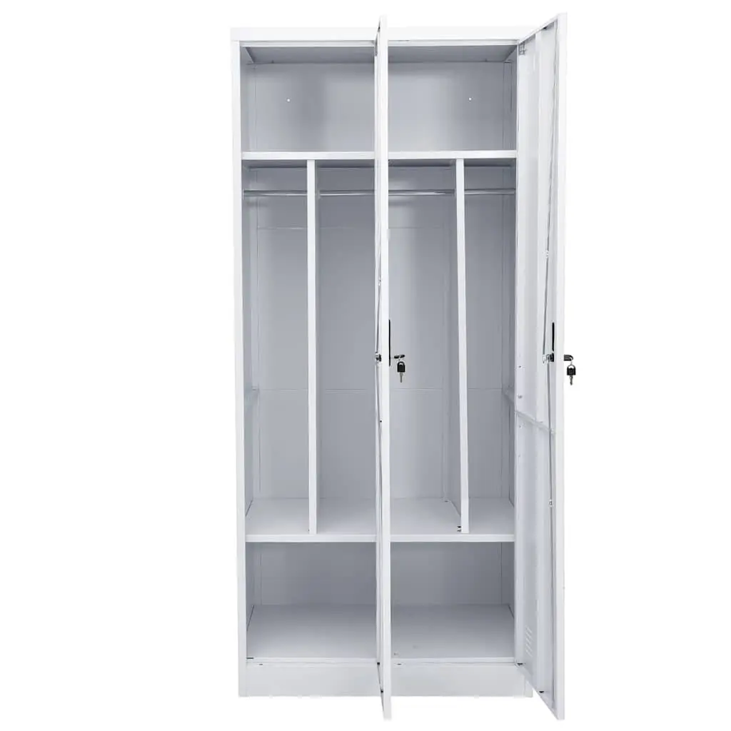 Steel Wardrobe Cabinet Grey 80 x 50 x 180 cm Storage Cupboard Clothing Organizer