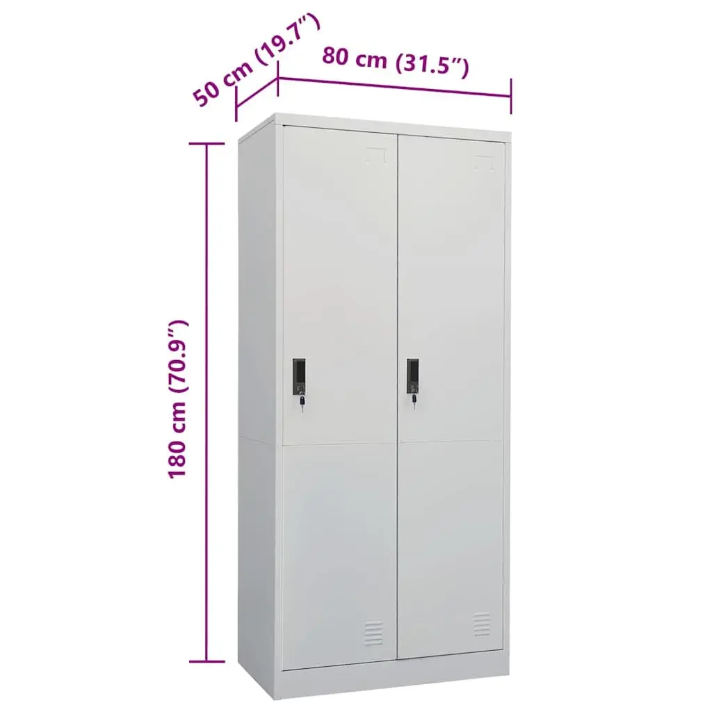 Steel Wardrobe Cabinet Grey 80 x 50 x 180 cm Storage Cupboard Clothing Organizer