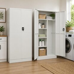 Durable Grey Steel Locker Cabinet with 4 Shelves