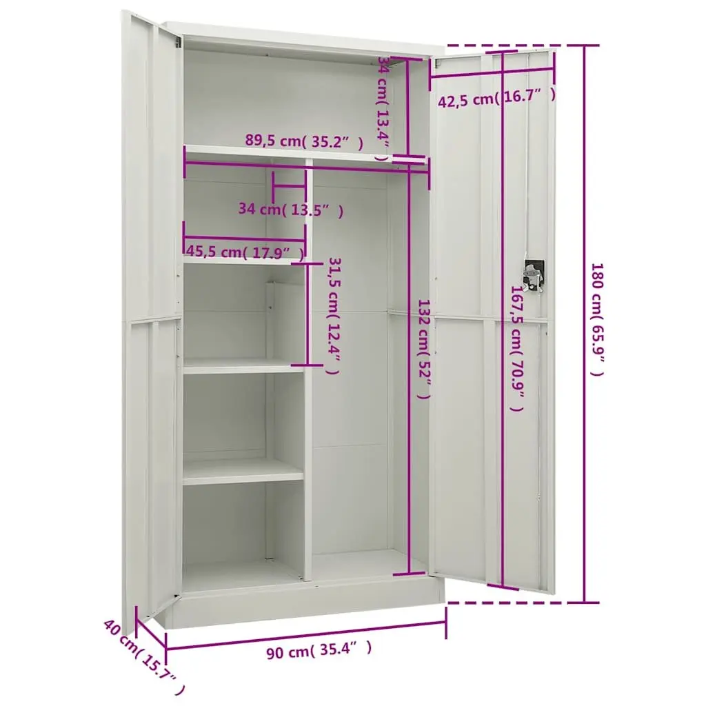 Industrial Style Steel Cabinet Grey Storage Organizer 4 Shelves Home Furniture