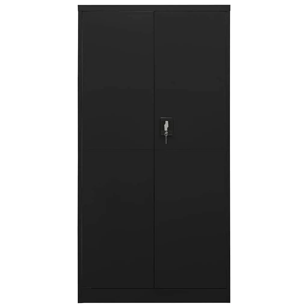 Steel Locker Cabinet Black Storage Organiser 4 Shelves Filing Wardrobe