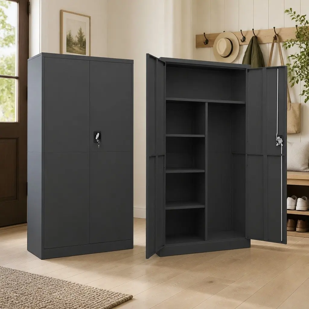 4-Shelf Anthracite Steel Locker Cabinet for Storage