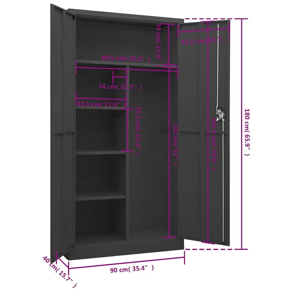 4-Shelf Anthracite Steel Locker Cabinet for Storage