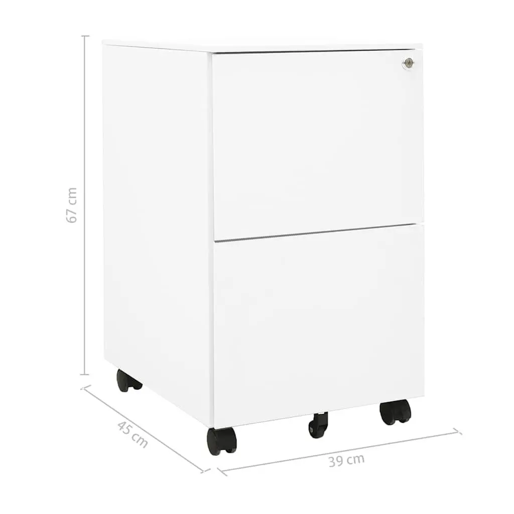 Mobile File Cabinet Steel 39W x 45D x 67H cm White