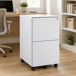 Durable Grey Mobile File Cabinet with 2 Locking Drawers
