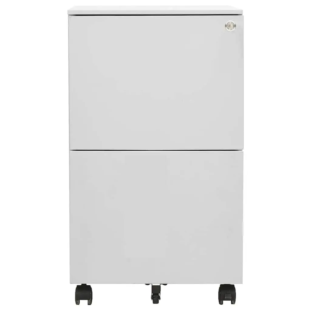 Grey Mobile File Cabinet with 2 Locking Drawers