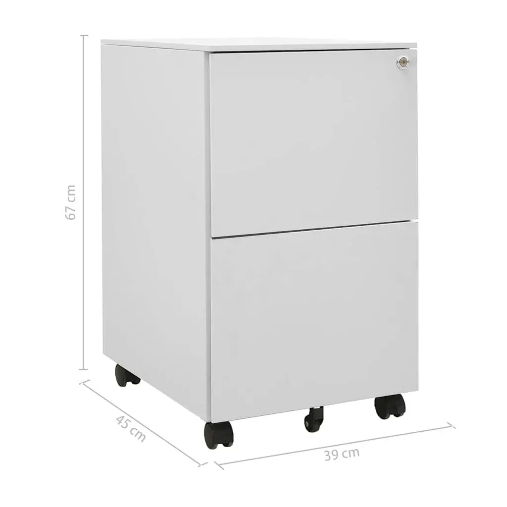 Grey Mobile File Cabinet with 2 Locking Drawers
