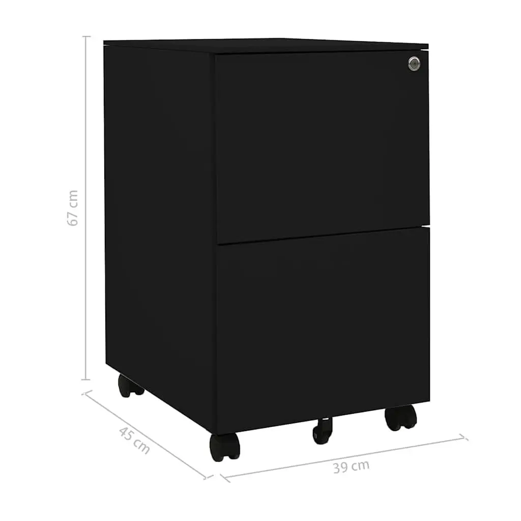 2 Drawer Mobile File Cabinet for Office Storage