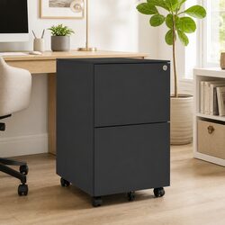 Durable 2 Drawer Mobile Filing Cabinet in Anthracite Steel