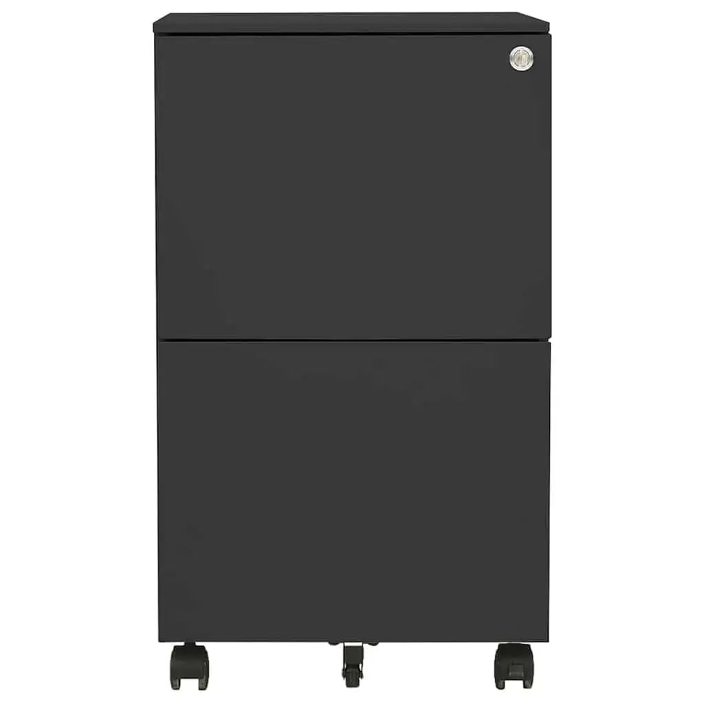 2 Drawer Mobile Filing Cabinet in Anthracite Steel