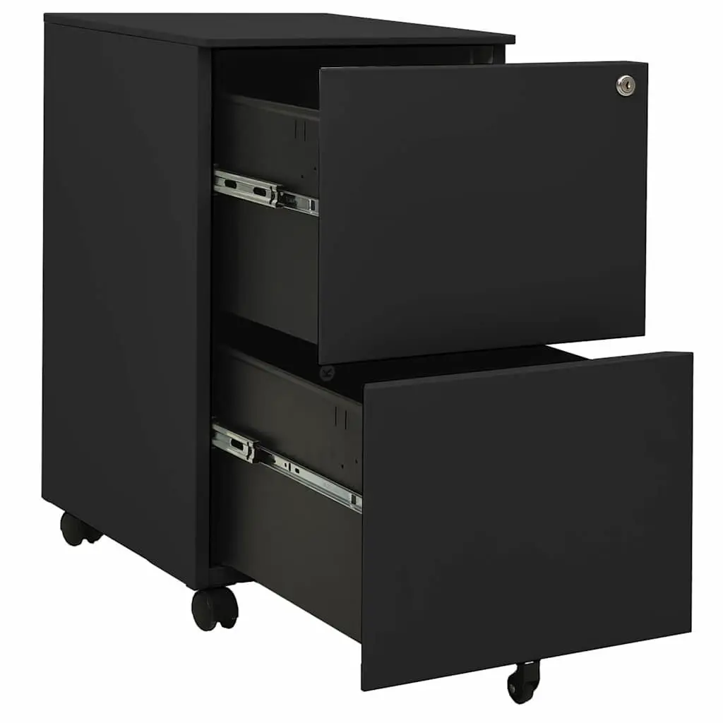 2 Drawer Mobile Filing Cabinet in Anthracite Steel