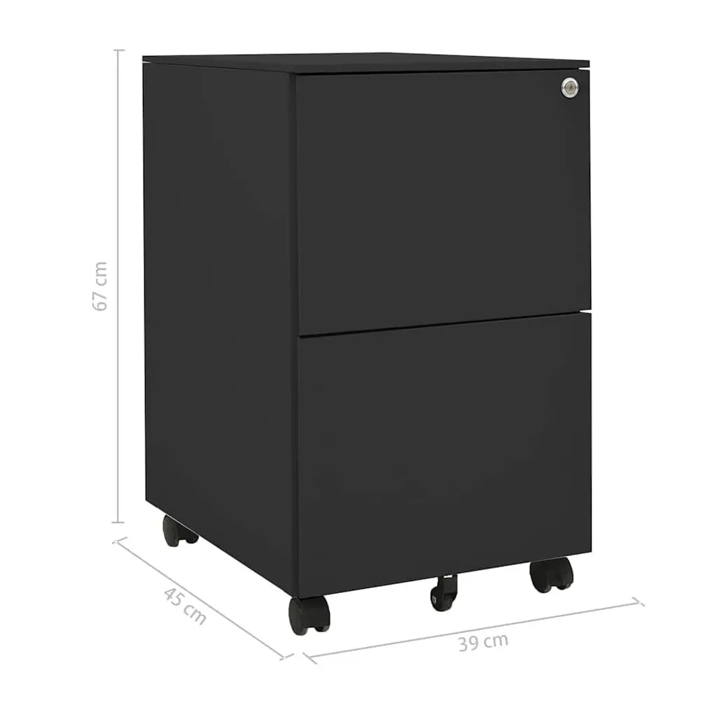 2 Drawer Mobile Filing Cabinet in Anthracite Steel