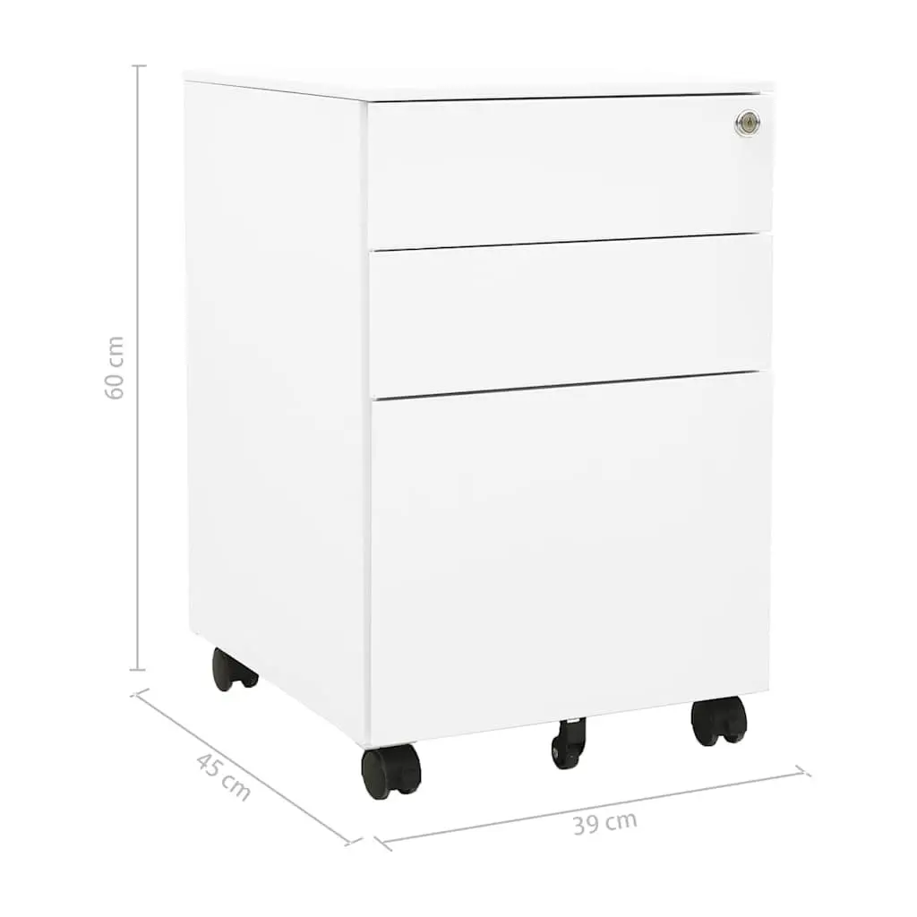 White 3 Drawer Steel Mobile File Cabinet