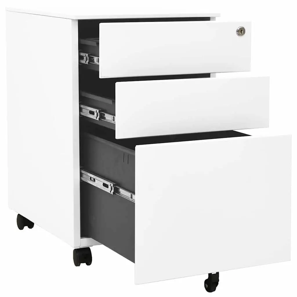 White 3 Drawer Steel Mobile File Cabinet