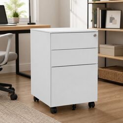 Sturdy 3 Drawer Mobile Filing Cabinet for Office Storage