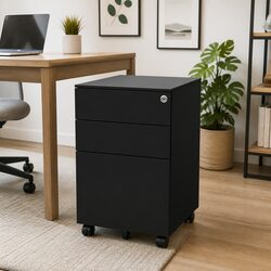 Durable 3 Drawer Mobile File Cabinet for Office Storage