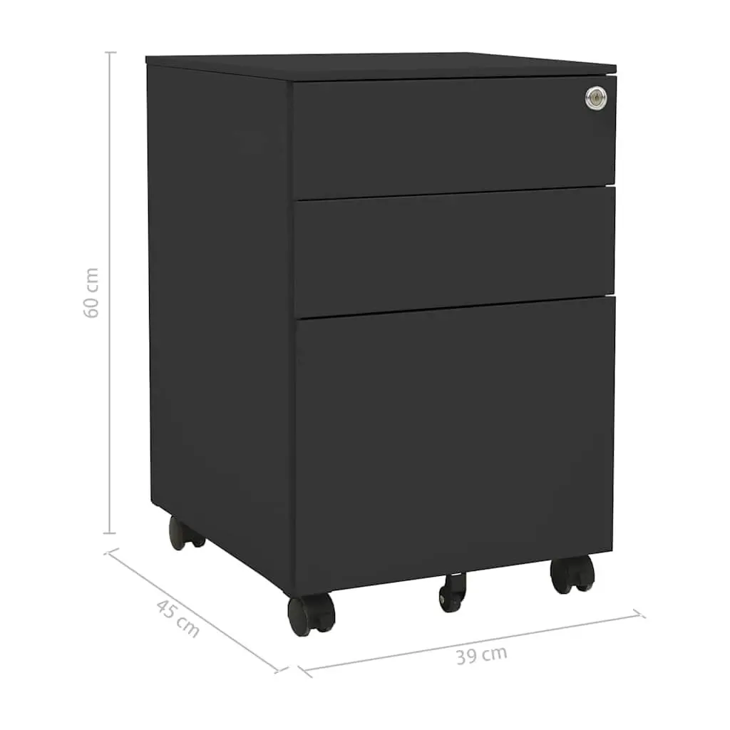 3 Drawer Mobile Filing Cabinet with Locks in Anthracite