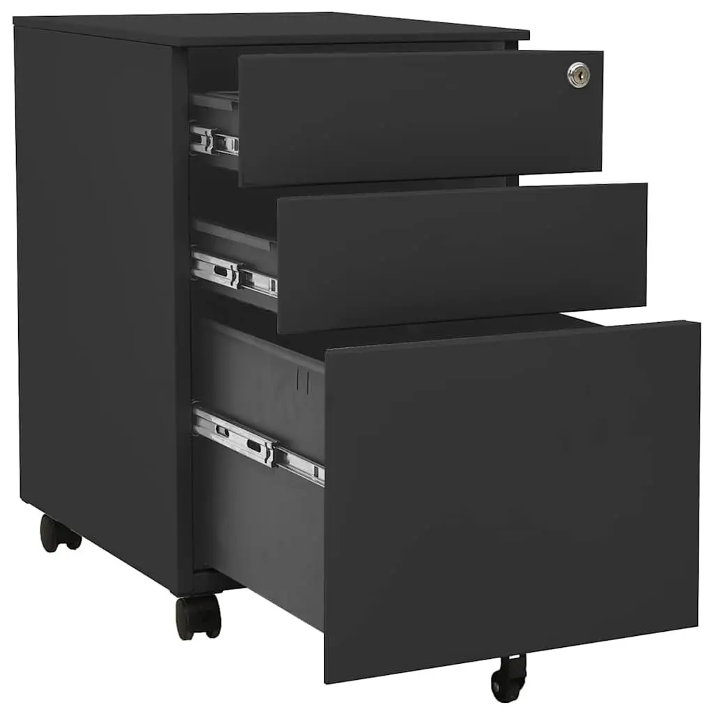 3 Drawer Mobile Filing Cabinet with Locks in Anthracite