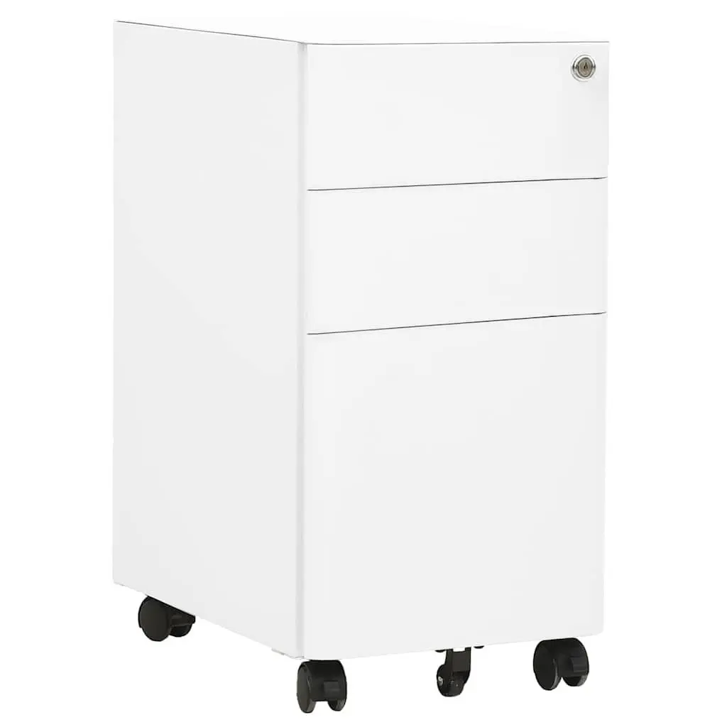 Mobile File Cabinet Steel 30 x 45 x 59 cm White 3 Drawer