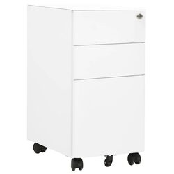 3 Drawer Steel Mobile File Cabinet in White