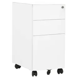 3 Drawer Steel Mobile File Cabinet in White
