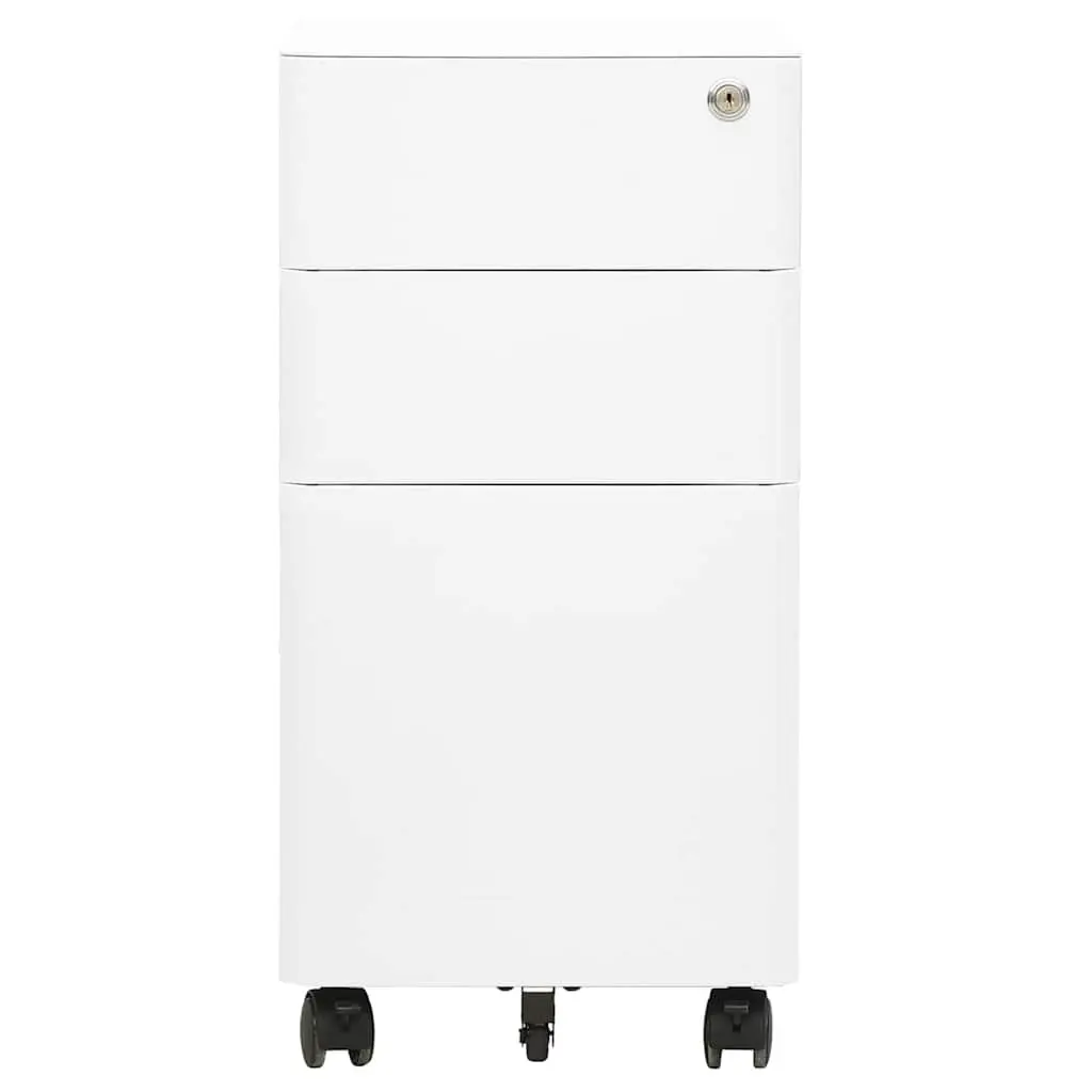 Mobile File Cabinet Steel 30 x 45 x 59 cm White 3 Drawer