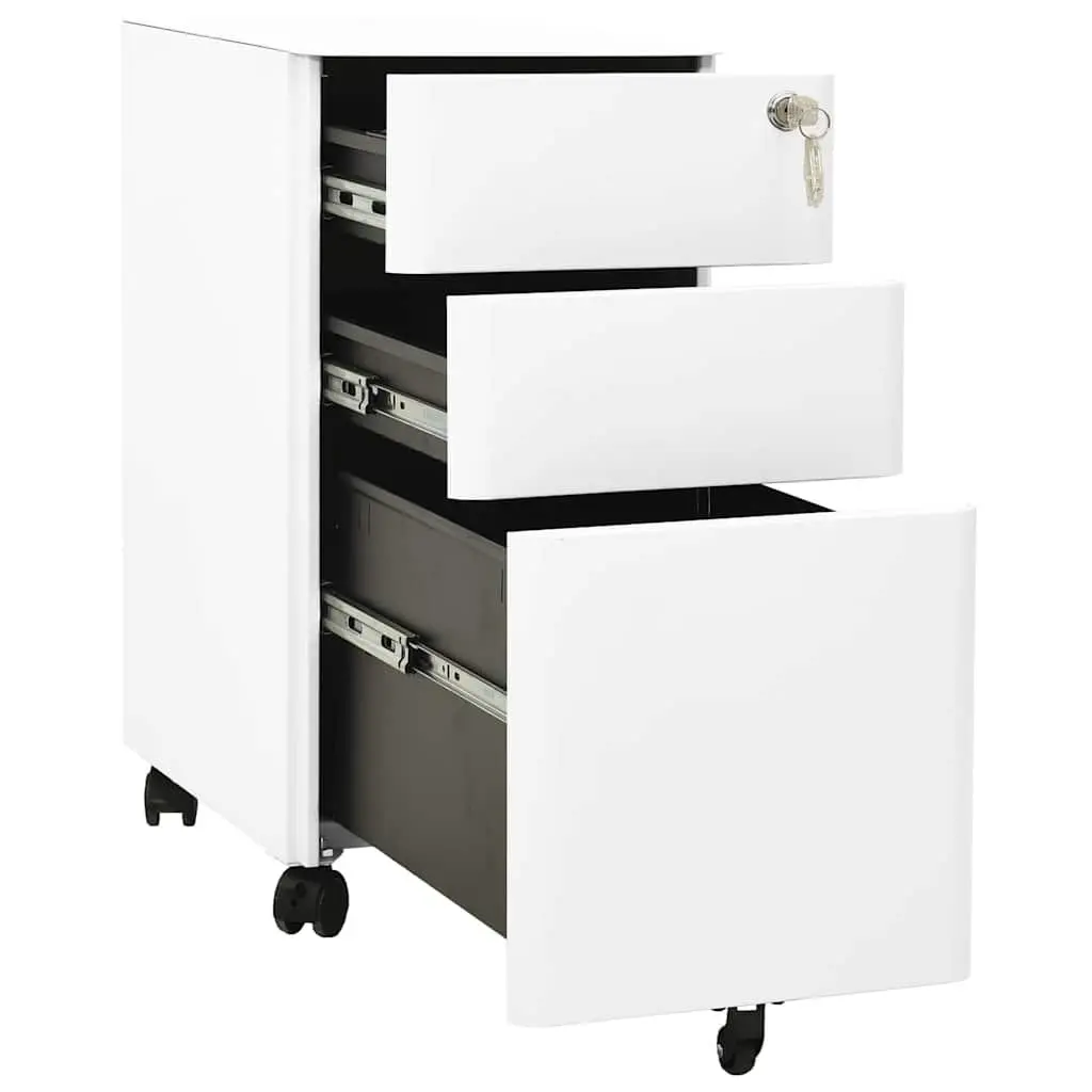 Mobile File Cabinet Steel 30 x 45 x 59 cm White 3 Drawer