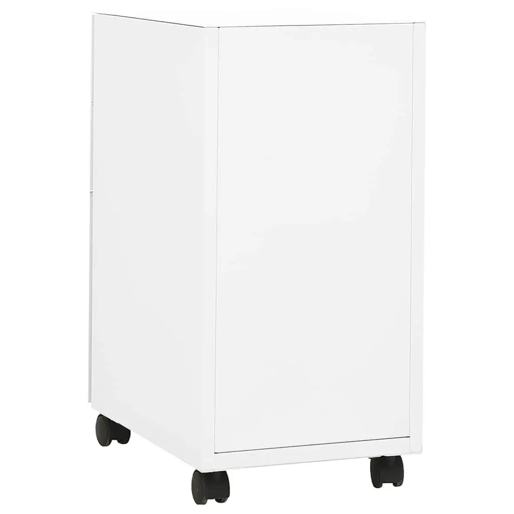 Mobile File Cabinet Steel 30 x 45 x 59 cm White 3 Drawer