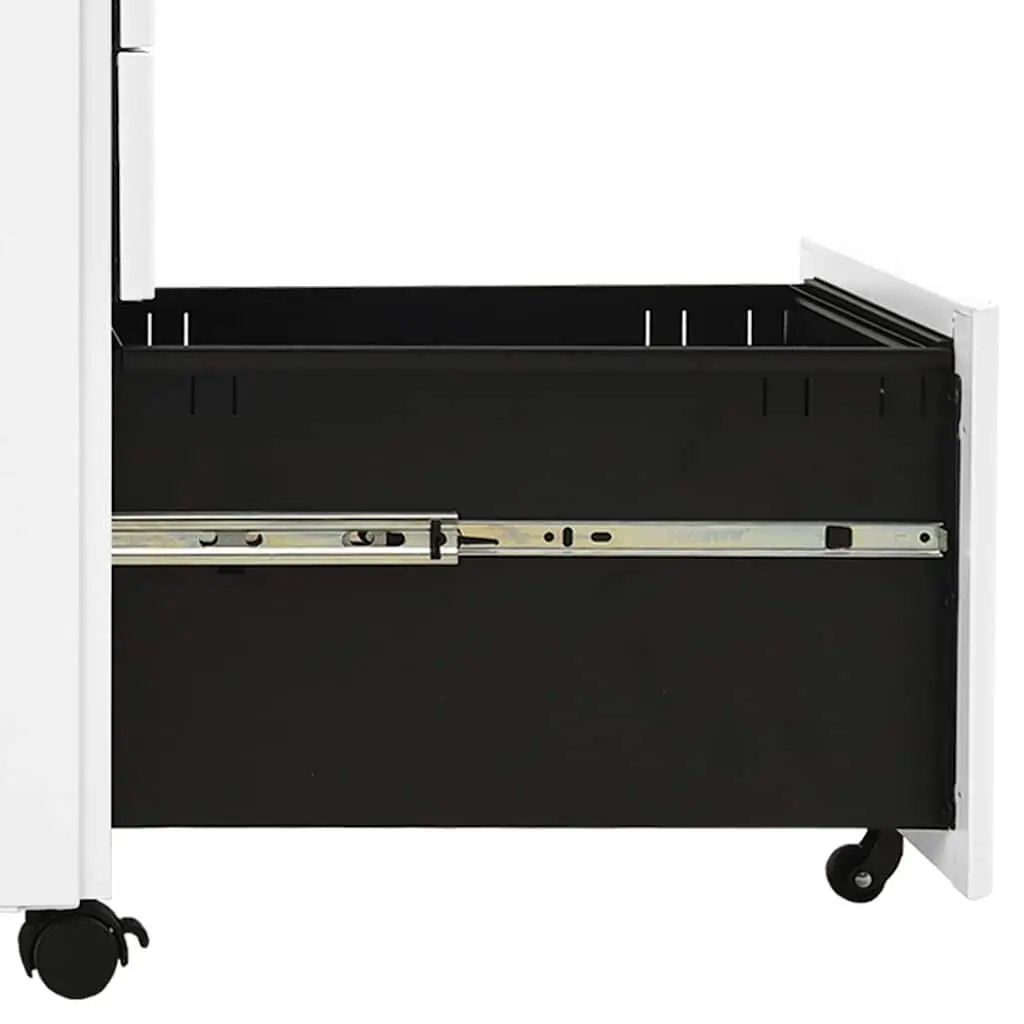 Mobile File Cabinet Steel 30 x 45 x 59 cm White 3 Drawer