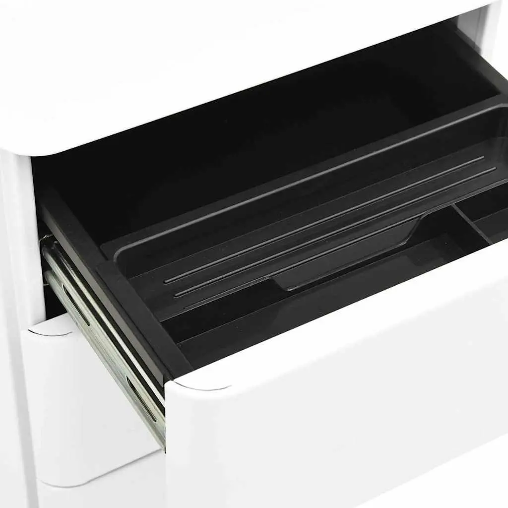Mobile File Cabinet Steel 30 x 45 x 59 cm White 3 Drawer