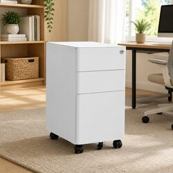 Durable Steel Mobile File Cabinet with 3 Lockable Drawers