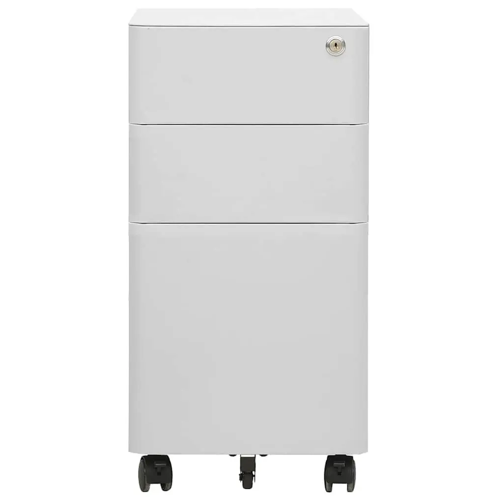 Mobile File Cabinet Steel 3 Drawer Grey 30x45x59cm
