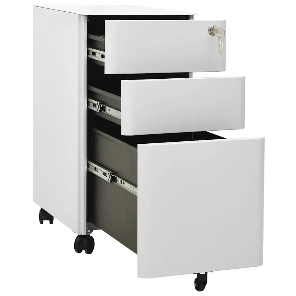 Mobile File Cabinet Steel 3 Drawer Grey 30x45x59cm